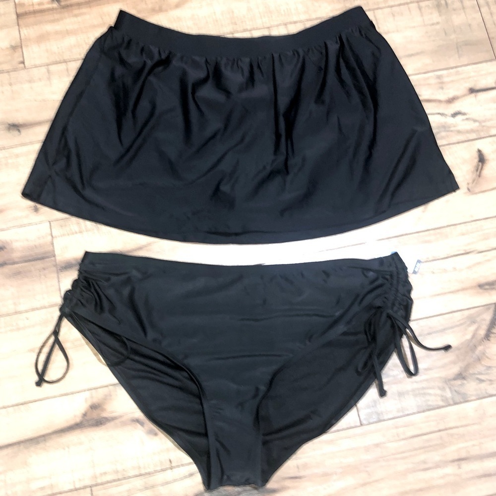 Swim skirt and Bikini Bottom both new with liners attached black